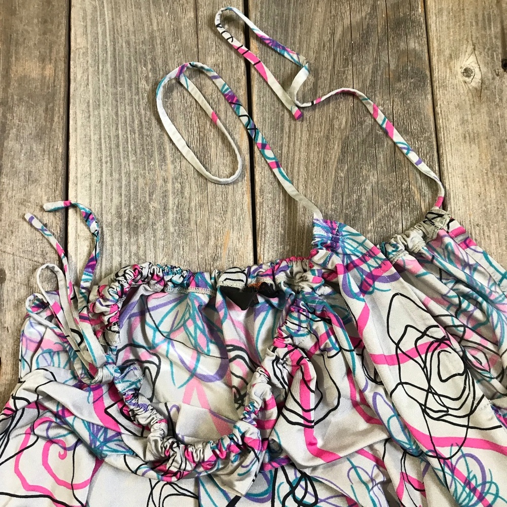 Abstract Print Draw String Tank Top Size M - Picture 4 of 6